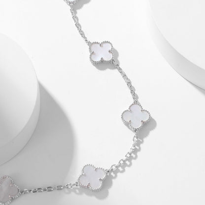 Mysitc CLOVER 10 MOTIFS WHITE MOTHER OF PEARL NECKLACE