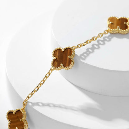 Mysitc CLOVER 10 MOTIFS TIGER EYE NECKLACE