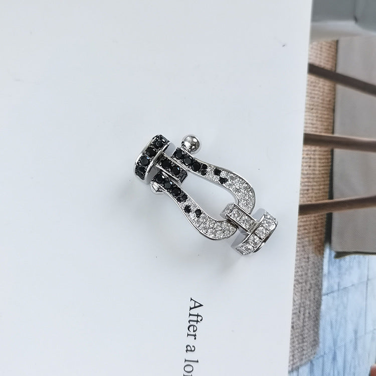 Mysitc FORCE LARGE HORSESHOE BLACK WHITE DIAMOND BRACELET ROSE GOLD