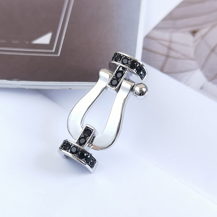 Mysitc FORCE LARGE HORSESHOE BLACK DIAMOND BRACELET SILVER