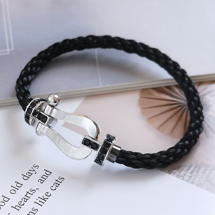 Mysitc FORCE LARGE HORSESHOE BLACK DIAMOND BRACELET SILVER