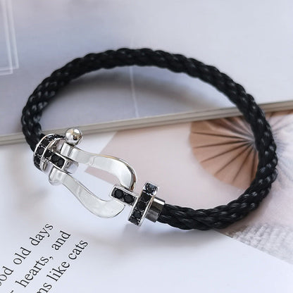 Mysitc FORCE LARGE HORSESHOE BLACK DIAMOND BRACELET SILVER