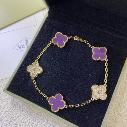 [Mysitc ]New  CLOVER 5 MOTIF VIOLET BRACELET COLLECTION