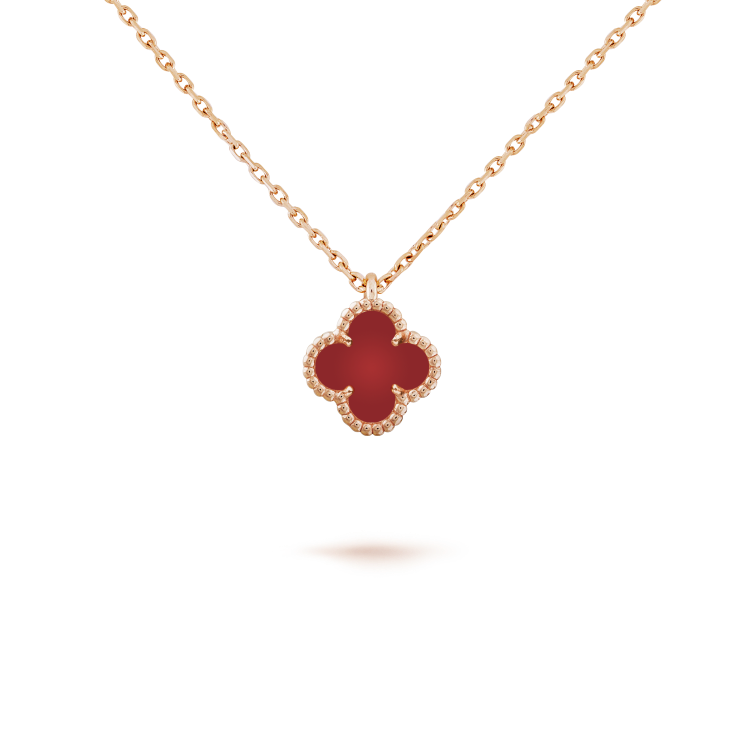 Mysitc CLOVER MINI 9.5MM WHITE CARNELIANS NECKLACE