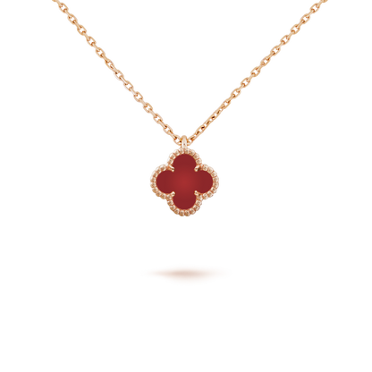 Mysitc CLOVER MINI 9.5MM WHITE CARNELIANS NECKLACE