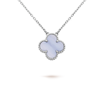 Mysitc CLOVER 15MM BLUE CHALCEDONY NECKLACE SILVER