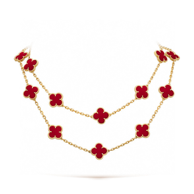 Mysitc CLOVER 20 MOTIFS CARNELIAN NECKLACE