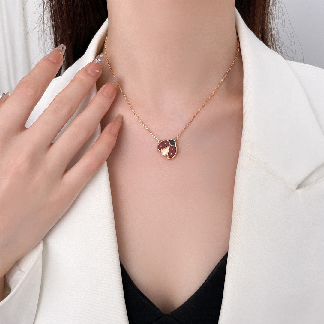 Mysitc LUCKY  CARNELIANS LADYBUG NECKLACE