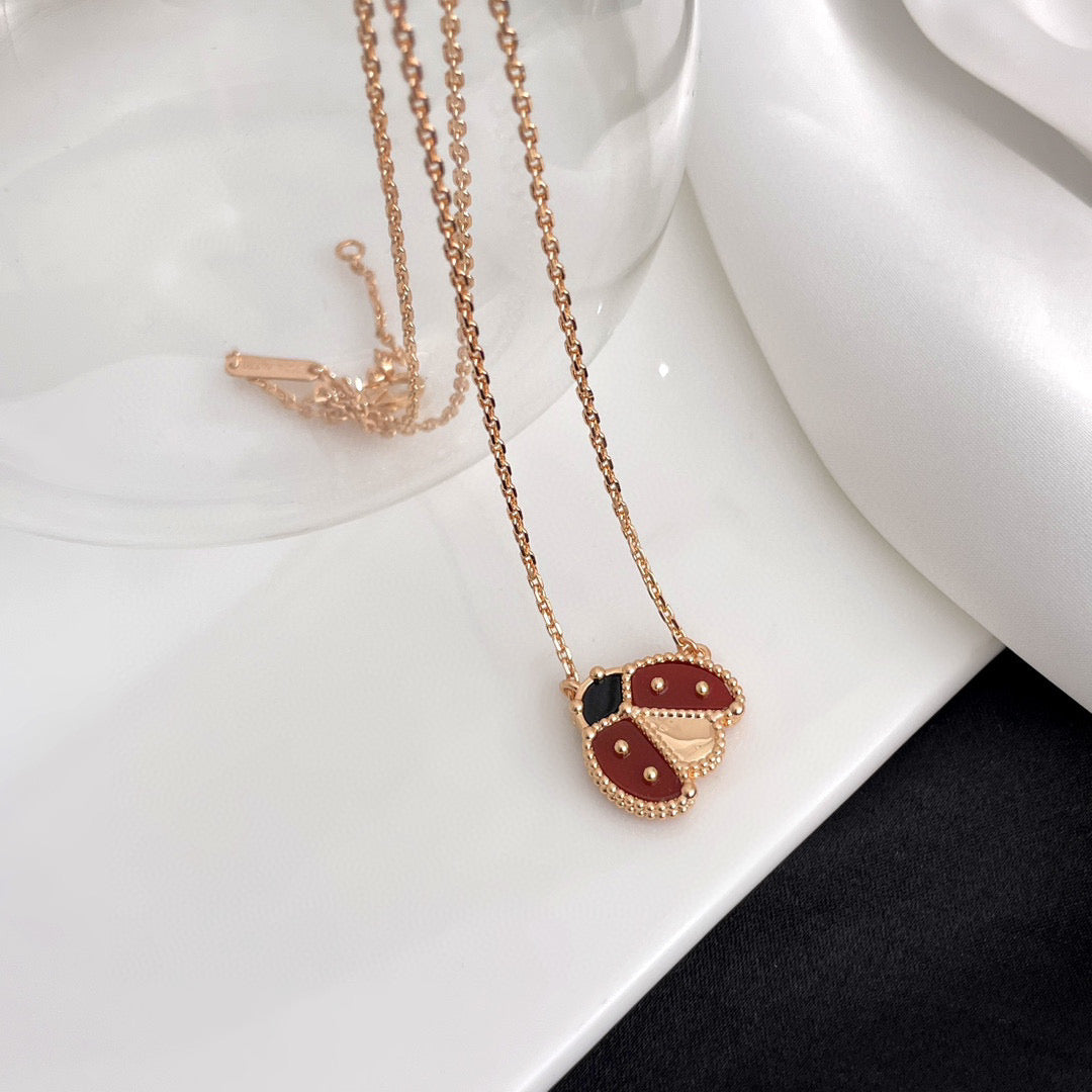 Mysitc LUCKY  CARNELIANS LADYBUG NECKLACE