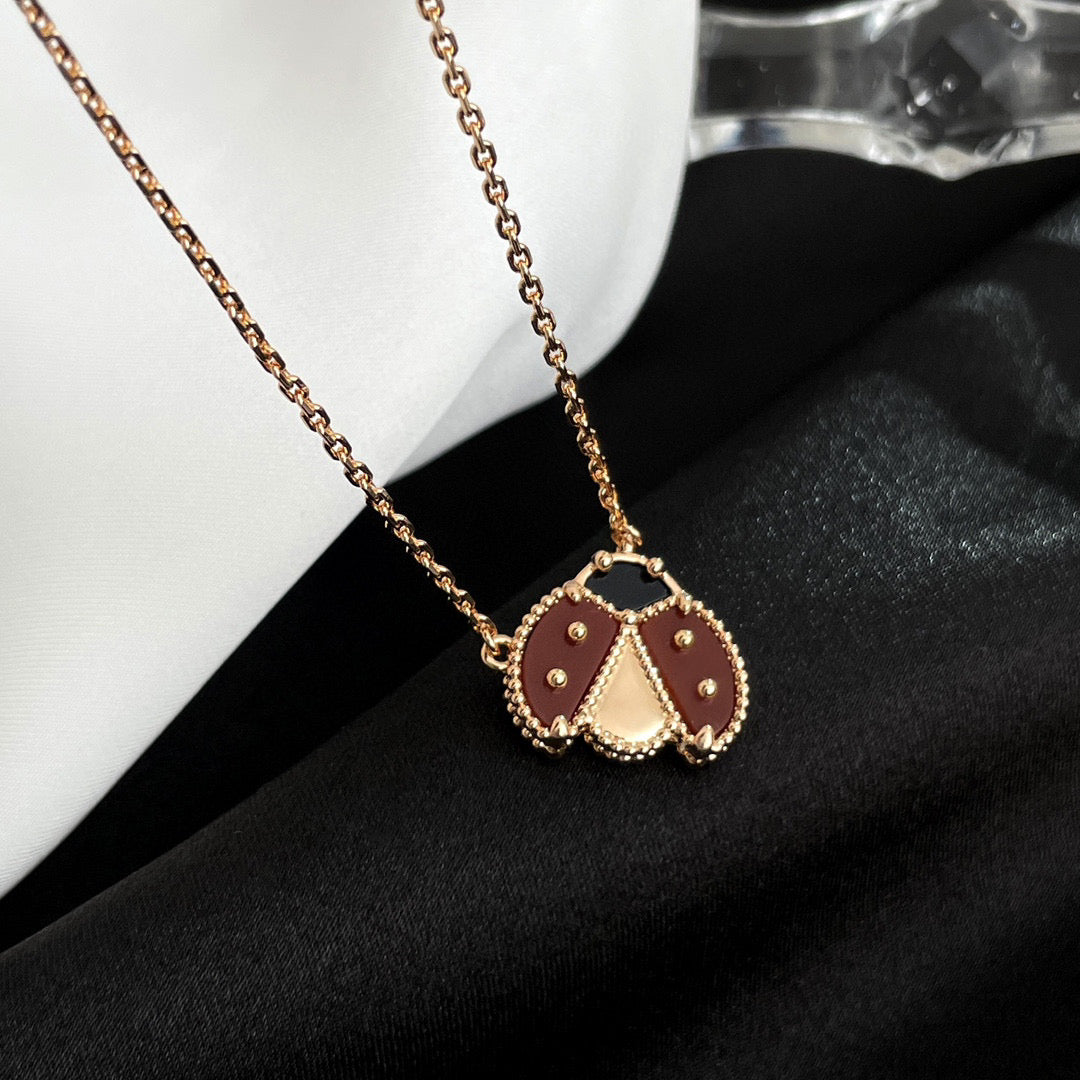 Mysitc LUCKY  CARNELIANS LADYBUG NECKLACE