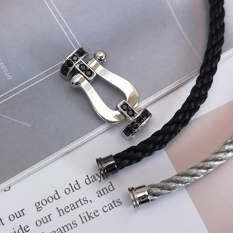 Mysitc FORCE LARGE HORSESHOE BLACK DIAMOND BRACELET SILVER