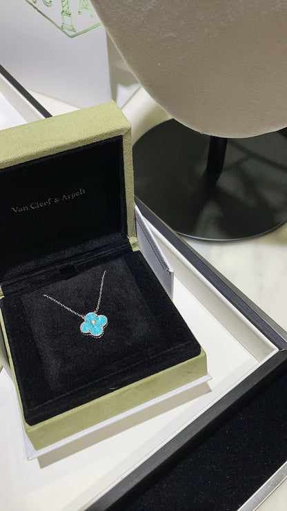 Mysitc CLOVER 15MM DIAMOND SVRES PORCELAIN  NECKLACE SILVER