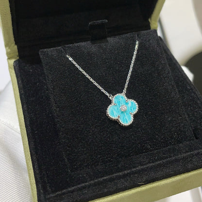 Mysitc CLOVER 15MM DIAMOND SVRES PORCELAIN  NECKLACE SILVER