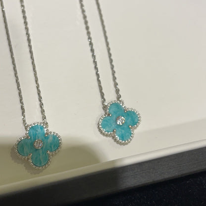 Mysitc CLOVER 15MM DIAMOND SVRES PORCELAIN  NECKLACE SILVER