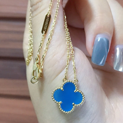 Mysitc CLOVER 15MM BLUE AGATE NECKLACE