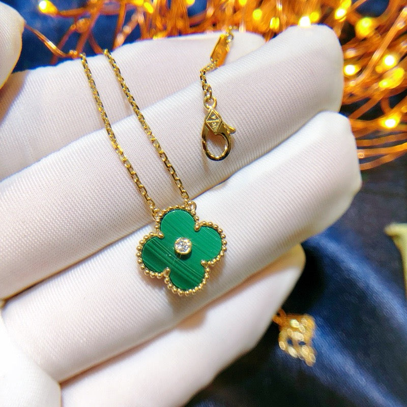 Mysitc CLOVER 15MM DIAMOND TURQUOISE NECKLACE