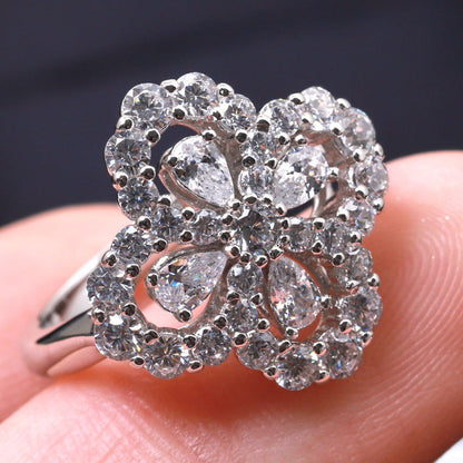 Mysitc LOOP RING FULL MOTIF DIAMOND 16MM SILVE
