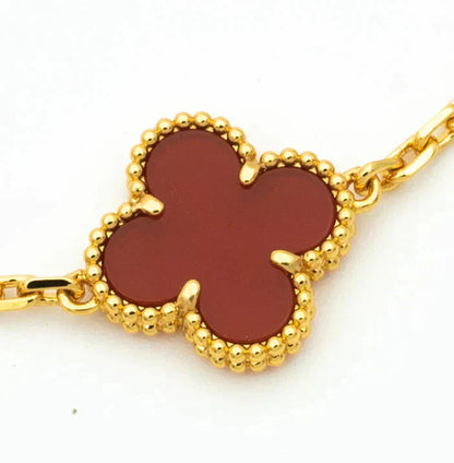 [Mysitc ]New  CLOVER 5 MOTIF RED CORNELIAN BRACELET COLLECTION