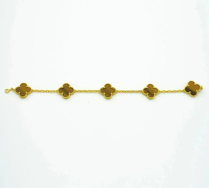 [Mysitc ]New  CLOVER 5 MOTIFS TIGER EYE BRACELET COLLECTION