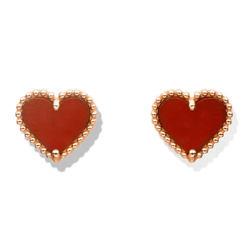 Mysitc HEART CARNELIAN STUD EARRINGS