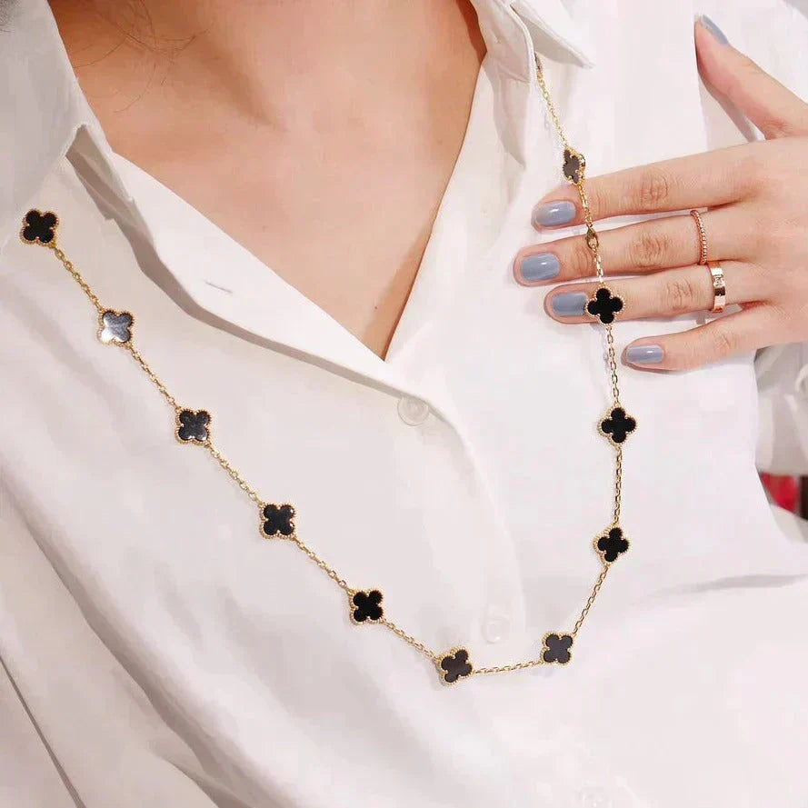Mysitc CLOVER 20 MOTIFS ONYX NECKLACE