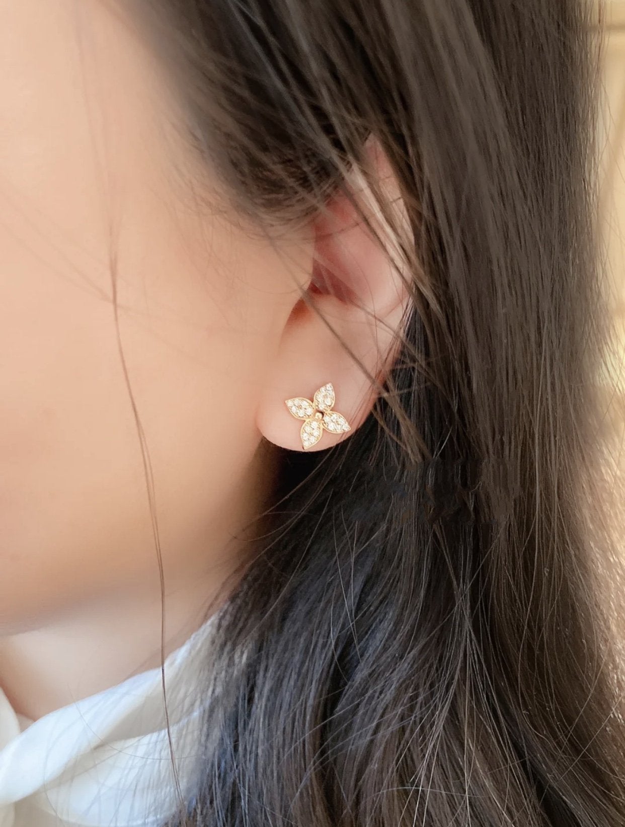 Mysitc STAR BLOSSOM STUD EARRINGS PINK GOLD DIAMONDS