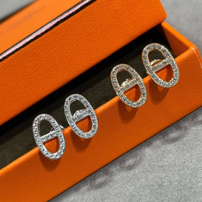 Mysitc HM FULL DIAMOND PIG NOSE STUD EARRINGS
