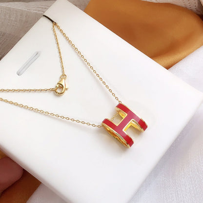 Mysitc HM CLIC RED ENAMEL GOLD NECKLACE