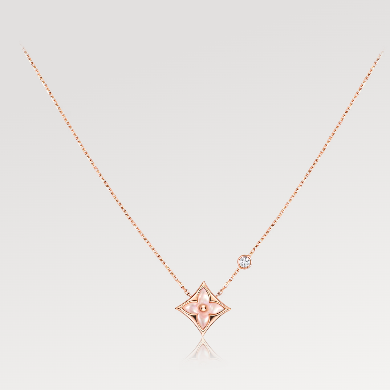 Mysitc STAR PINK MOP 1 DIAMOND PINK GOLD NECKLACE