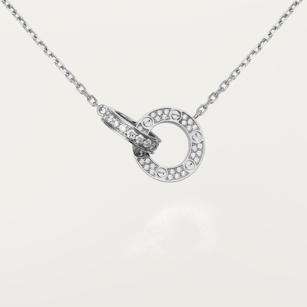 Mysitc LOVE 7.6MM NECKLACE ROSE GOLD AND SILVER  FULL DIAMOND