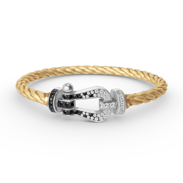 Mysitc FORCE LARGE HORSESHOE BLACK WHITE DIAMOND BRACELET SILVER