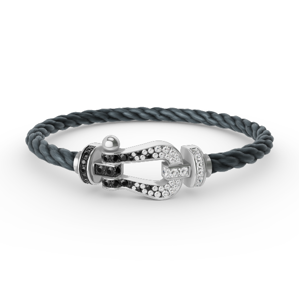 Mysitc FORCE LARGE HORSESHOE BLACK WHITE DIAMOND BRACELET SILVER