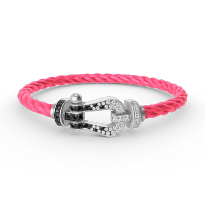 Mysitc FORCE LARGE HORSESHOE BLACK WHITE DIAMOND BRACELET SILVER