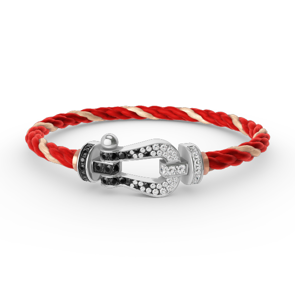 Mysitc FORCE LARGE HORSESHOE BLACK WHITE DIAMOND BRACELET SILVER