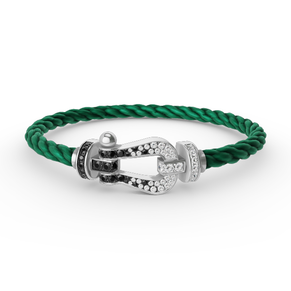 Mysitc FORCE LARGE HORSESHOE BLACK WHITE DIAMOND BRACELET SILVER