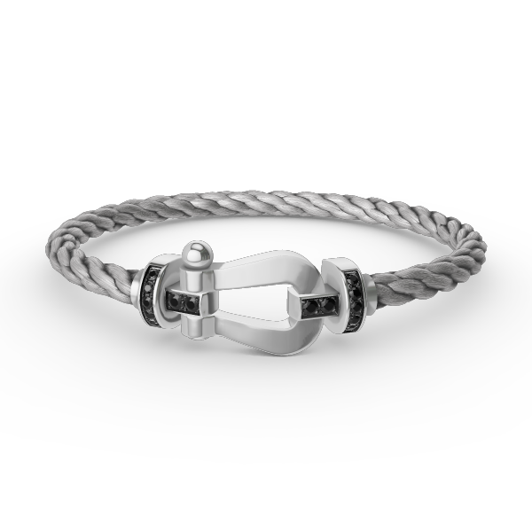 Mysitc FORCE LARGE HORSESHOE BLACK DIAMOND BRACELET SILVER
