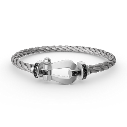 Mysitc FORCE LARGE HORSESHOE BLACK DIAMOND BRACELET SILVER