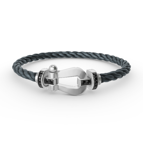 Mysitc FORCE LARGE HORSESHOE BLACK DIAMOND BRACELET SILVER