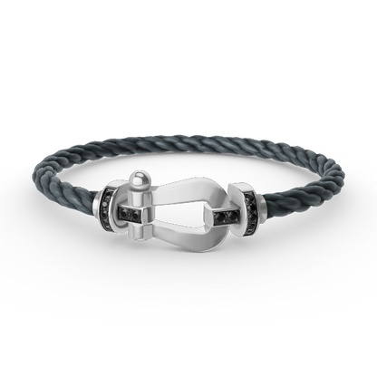 Mysitc FORCE LARGE HORSESHOE BLACK DIAMOND BRACELET SILVER