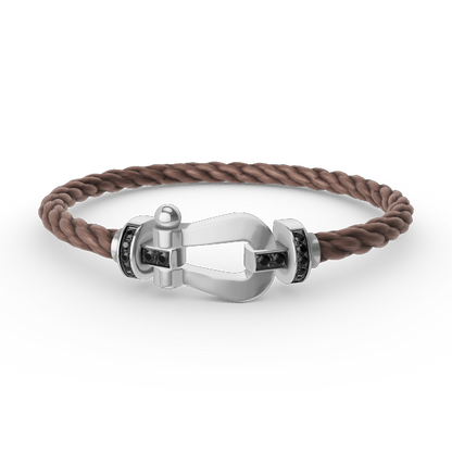 Mysitc FORCE LARGE HORSESHOE BLACK DIAMOND BRACELET SILVER
