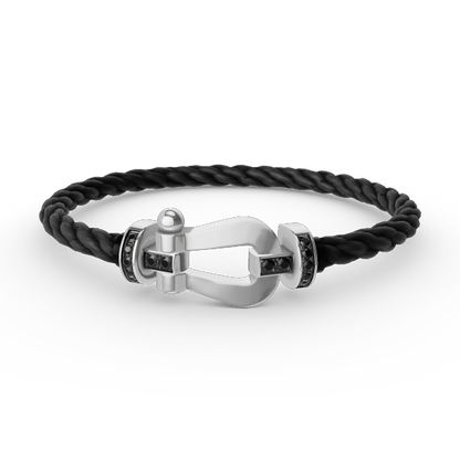 Mysitc FORCE LARGE HORSESHOE BLACK DIAMOND BRACELET SILVER