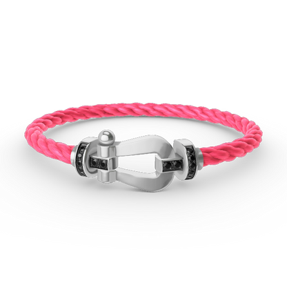 Mysitc FORCE LARGE HORSESHOE BLACK DIAMOND BRACELET SILVER