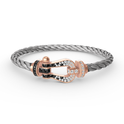 Mysitc FORCE LARGE HORSESHOE BLACK WHITE DIAMOND BRACELET ROSE GOLD