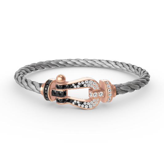 Mysitc FORCE LARGE HORSESHOE BLACK WHITE DIAMOND BRACELET ROSE GOLD