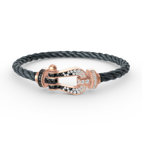 Mysitc FORCE LARGE HORSESHOE BLACK WHITE DIAMOND BRACELET ROSE GOLD