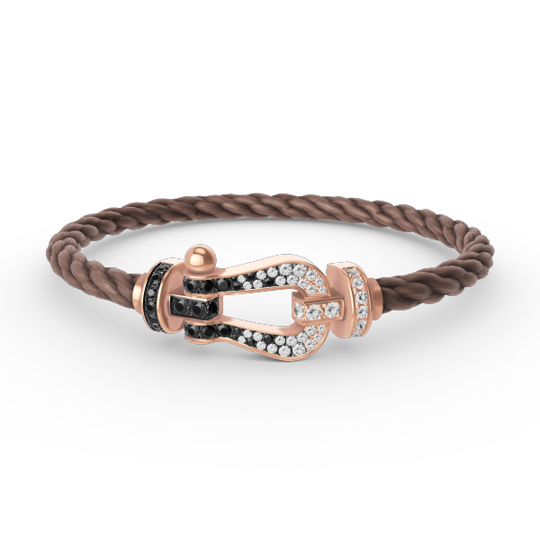 Mysitc FORCE LARGE HORSESHOE BLACK WHITE DIAMOND BRACELET ROSE GOLD