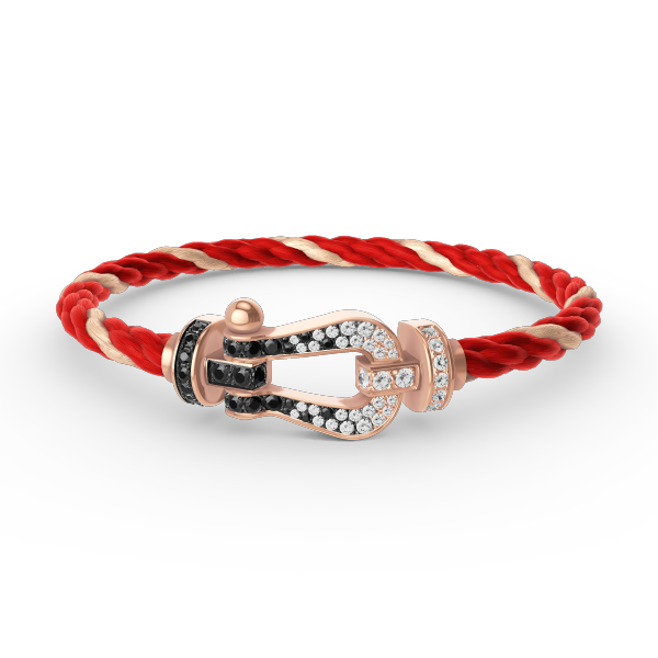 Mysitc FORCE LARGE HORSESHOE BLACK WHITE DIAMOND BRACELET ROSE GOLD