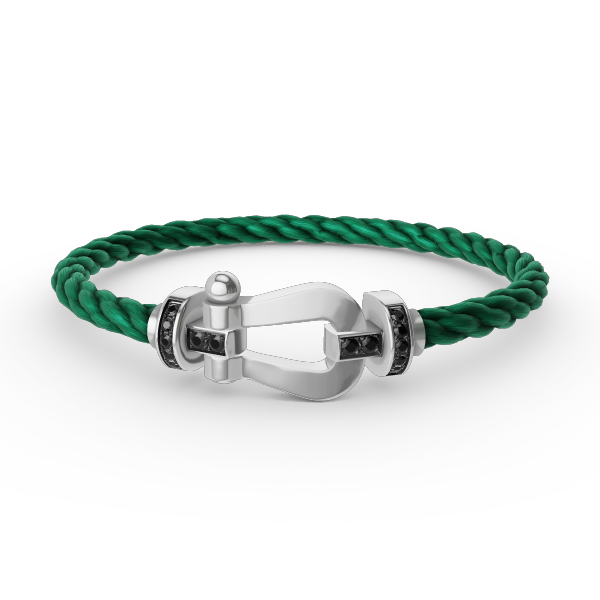 Mysitc FORCE LARGE HORSESHOE BLACK DIAMOND BRACELET SILVER