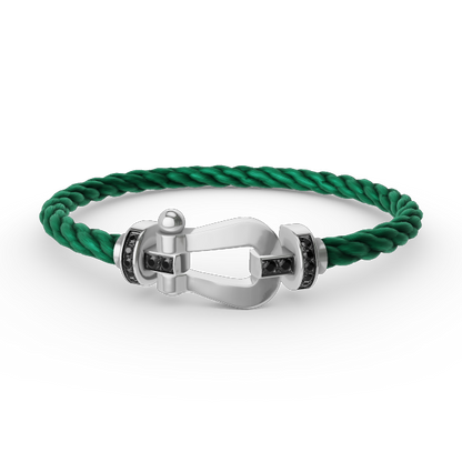 Mysitc FORCE LARGE HORSESHOE BLACK DIAMOND BRACELET SILVER