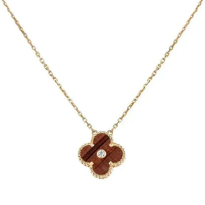 Mysitc CLOVER 15MM DIAMOND AND YELLOW TIGER'S EYE AGATE necklace